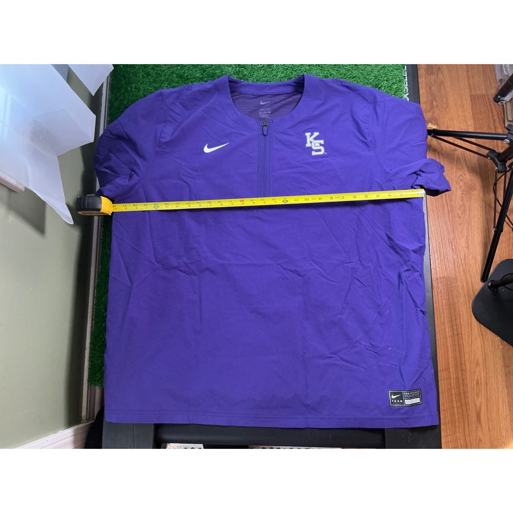 Nike Mens Kansas State Dri-FIT Quarter Zip Short Sleeve Pullover Purple XXL